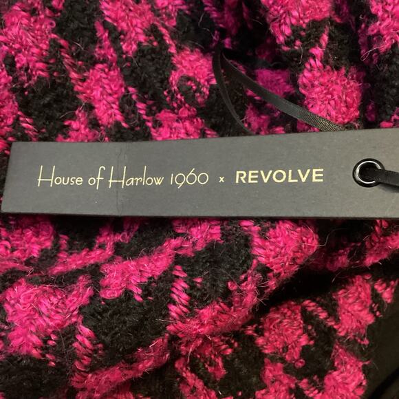 House of Harlow x Revolve Loui Houndstooth Tweed Fuchsia Black Dress M NWT - Picture 10 of 12